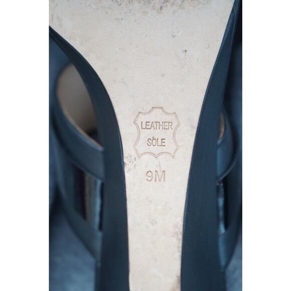 Tory Burch Women’s Black Leather Slide Wedges SZ 9 - Picture 14 of 16